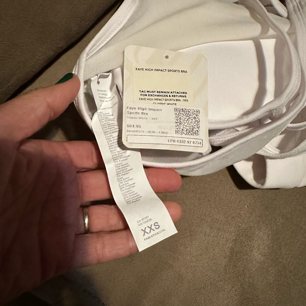 White Fabletics shorts bra